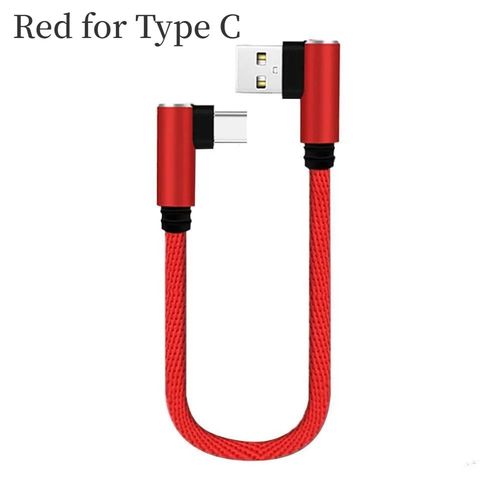 Chargeur Rapid Iphone¿Iphone Accessories¿Cable For Iphone¿Câble De Charge Rapide Court À Double Coude,Câble De Données Usb C,Micro Usb,Résistant À 90,Tous Les Matins - Type Red For Type C-0.25 M