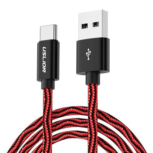 USLION-Câble USB Type-C pour recharge rapide et transfert de données,cordon pour Samsung S22,Note9,Xiaomi Mi 8,F1,Huawei Mate 20 Pro - Type Red-1M