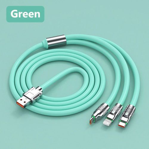 Câble De Charge Rapide 3 En 1 120w Pour Iphone Huawei Pheadphones,Chargeur De Données De Type C,Fil De Charge Micro Usb Multi-Ports,Snapusb - Type Green 3 In 1 Cable-2m