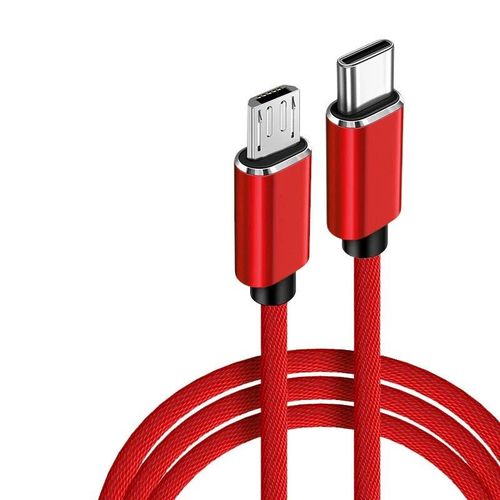 Câble USB bidirectionnel de type C vers micro,charge rapide,transfert de données,graphite A,OTG,pour Macbook,Samsung,Xiaomi,Huawei,1m - Type Red-1m