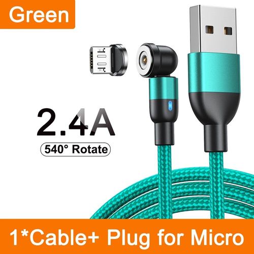 Aufu-Câble Micro Usb/Type-C Magnétique Rotatif À 540 °,3m,Cordon De Chargeur Étonnante Té Pour Téléphone Portable Iphone,Samsung,Xiaomi Redmi - Type Green For Micro-2m