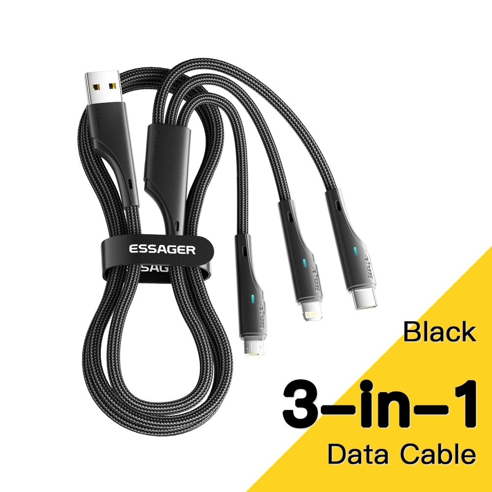 Essage-Cble Micro Usb/Type-C 3 En 1 Pour Recharge Rapide Et...