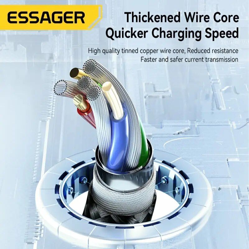 Essage-Cble Micro Usb/Type-C 3 En 1 Pour Recharge Rapide Et... - 4