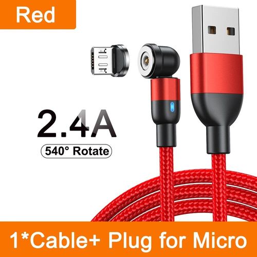Aufu-Câble Micro Usb/Type-C Magnétique Rotatif À 540 °,3m,Cordon De Chargeur Étonnante Té Pour Téléphone Portable Iphone,Samsung,Xiaomi Redmi - Type Red For Micro-2m