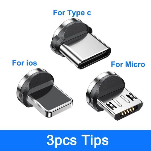 Aufu-Câble Micro Usb/Type-C Magnétique 3a Rotatif À 540 ° Pour Recharge Rapide,Cordon De Chargeur Aimanté Pour Iphone Xiaomi Poco - Type 3 Tips-2m