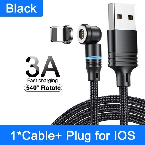 Aufu-Câble Micro Usb/Type-C 3a Magnétique Led Pour Recharge Rapide,Cordon De Chargeur Étonnante Té Pour Iphone 14,Samsung,Xiaomi Et Écouteurs - Type Black For Ios-2m