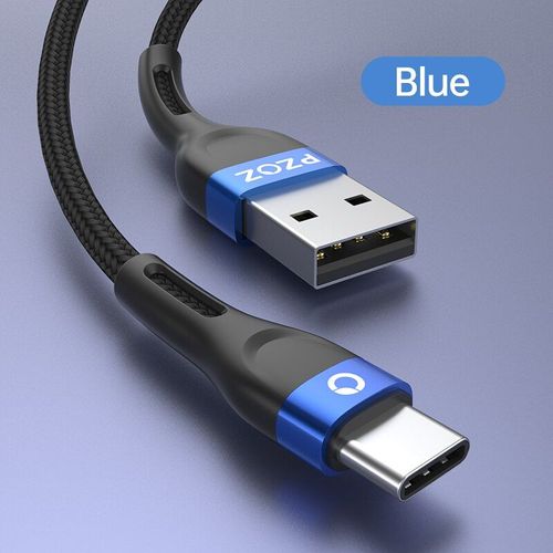 Pzoz-Câble Usb Type-C Pour Recharge Rapide,Cordon De Chargeur Usb-C Pour Téléphone Samsung Xiaomi Mi Redmi - Type Blue-2m