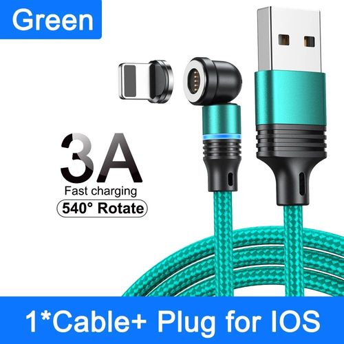 Aufu-Câble Micro Usb/Type-C 3a Magnétique Led Pour Recharge Rapide,Cordon De Chargeur Étonnante Té Pour Iphone 14,Samsung,Xiaomi Et Écouteurs - Type Green For Ios-2m