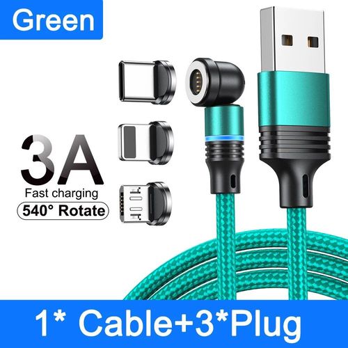 Aufu-Câble Micro Usb/Type-C 3a Magnétique Led Pour Recharge Rapide,Cordon De Chargeur Étonnante Té Pour Iphone 14,Samsung,Xiaomi Et Écouteurs - Type Green With 3tips-2m
