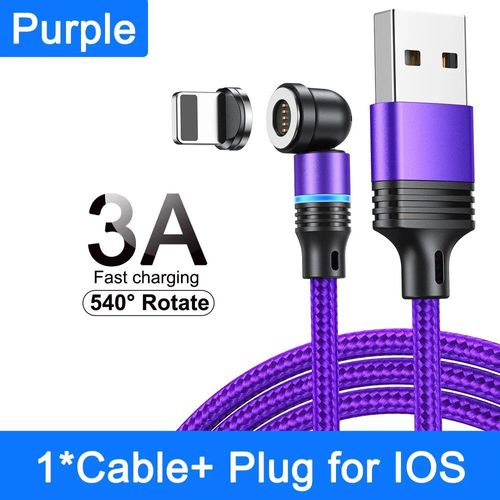 Aufu-Câble Micro Usb/Type-C 3a Magnétique Led Pour Recharge Rapide,Cordon De Chargeur Étonnante Té Pour Iphone 14,Samsung,Xiaomi Et Écouteurs - Type Purple For Ios-2m