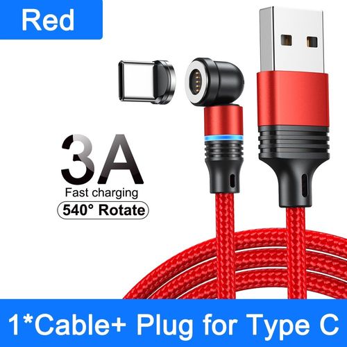 Aufu-Câble Micro Usb/Type-C 3a Magnétique Led Pour Recharge Rapide,Cordon De Chargeur Étonnante Té Pour Iphone 14,Samsung,Xiaomi Et Écouteurs - Type Red For Type-C-2m