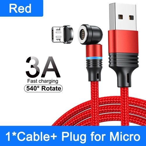 Aufu-Câble Micro Usb/Type-C 3a Magnétique Led Pour Recharge Rapide,Cordon De Chargeur Étonnante Té Pour Iphone 14,Samsung,Xiaomi Et Écouteurs - Type Red For Micro-2m