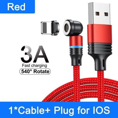 Aufu-Câble Micro Usb/Type-C 3a Magnétique Led Pour Recharge Rapide,Cordon De Chargeur Étonnante Té Pour Iphone 14,Samsung,Xiaomi Et Écouteurs - Type Red For Ios-0.5m