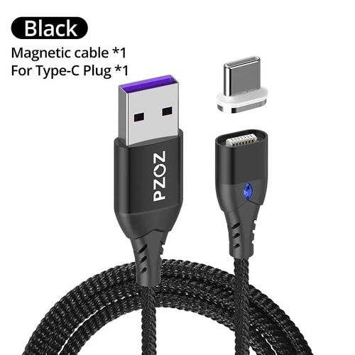 Pzoz-Câble Micro Usb/Type-C Magnétique 5a Pour Recharge Rapide,Cordon De Chargeur Étonnante Té Pour Téléphone Iphone,Huawei Et Xiaomi - Type Black 1m For Type C-1m