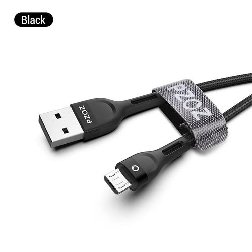 Pzoz Micro Usb Câble De Charge Rapide Cordon Pour Samsung S7 Xiaomi Redmi Note 5 Pro Android Mobile Téléphone Microusb Chargeur - Type Black-1m