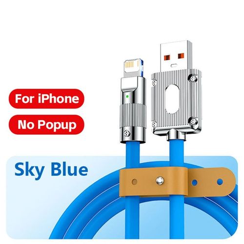 Câble Usb De Charge Super Rapide Pour Apple Iphone Xiaomi Huawei Samsung,Silicone Liquide,Charge Rapide,Type-C,Directions De Chargeur,100w - Type For Ios-Blue-1m