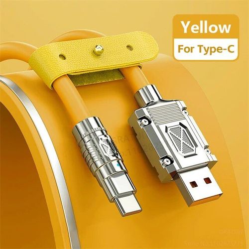 Câble Usb De Charge Super Rapide Pour Apple Iphone Xiaomi Huawei Samsung,Silicone Liquide,Charge Rapide,Type-C,Directions De Chargeur,100w - Type To Type C-Yellow-2m