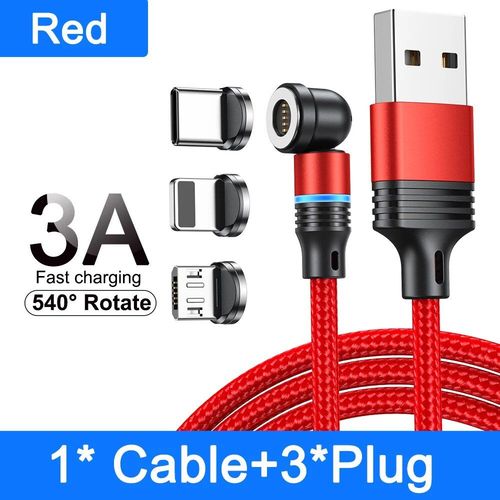 Aufu-Câble Micro Usb/Type-C 3a Magnétique Led Pour Recharge Rapide,Cordon De Chargeur Étonnante Té Pour Iphone 14,Samsung,Xiaomi Et Écouteurs - Type Red With 3tips-2m