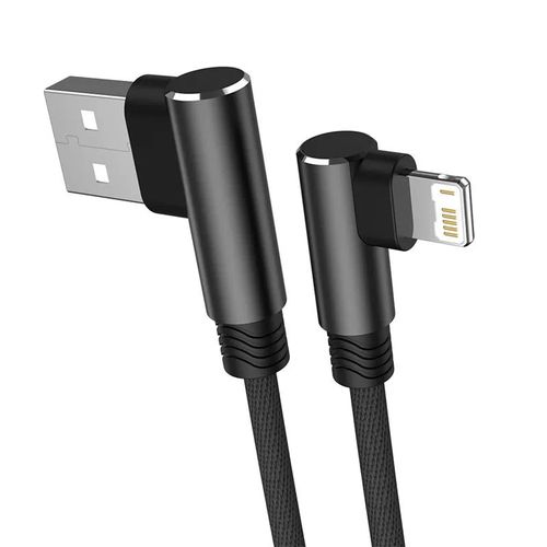 Câble USB de Charge Rapide Résistant à 90 °,pour iPhone 14 13 12 11 Pro X XS Max 5 SE 6S 7 8 Plus,Fil d'Origine,Long,Coude de 3m - Type Black-2m