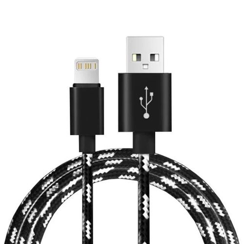 Câble USB Long de 3m pour recharge rapide et transfert de données,cordon de chargeur pour iPhone 14 13 12 11 Pro Max X XR 5 SE 6 7 8 Plus et Apple iPad - Type Black-1m