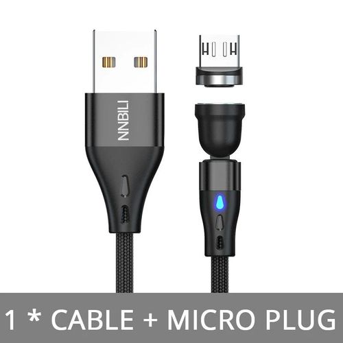 Nnbili-Câble Magnétique De Charge Rapide Pour Téléphone Portable,Rotation 540,5a,Fil De Chargeur Magnétique,Micro Type C,Iphone,Xiaomi - Type Black 3a Micro Usb-2m