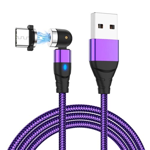 540 Rotation Câble Magnétique Type C Micro Charge Rapide Aimant Usb-C Chargeur De Téléphone Pour Iphone 14 11 Huawei Xiaomi Samsung Fil Rette - Type Purple For Type C-1m