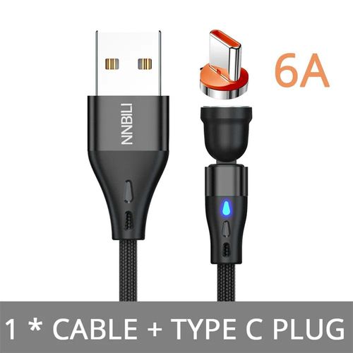 Nnbili-Câble Micro Usb/Type-C Magnétique 5a Rotatif À 540 °,Charge Rapide,Cordon De Chargeur Étonnante Té Pour Iphone Et Xiaomi - Type Blac 6a Type C-2m