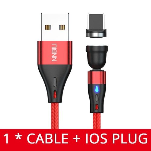 Nnbili-Câble Micro Usb/Type-C Magnétique 5a Rotatif À 540 °,Charge Rapide,Cordon De Chargeur Étonnante Té Pour Iphone Et Xiaomi - Type Red 3a For Iphone-1m