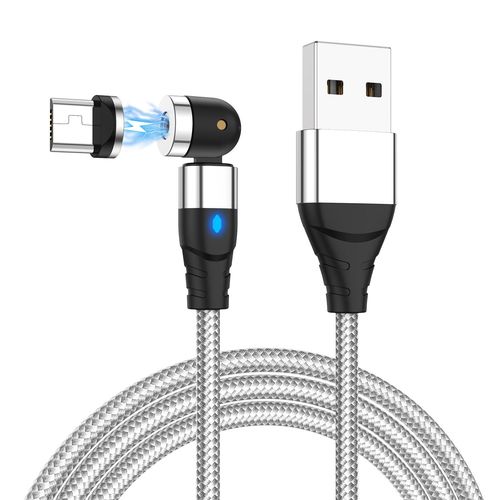540 Rotation Câble Magnétique Type C Micro Charge Rapide Aimant Usb-C Chargeur De Téléphone Pour Iphone 14 11 Huawei Xiaomi Samsung Fil Rette - Type Silver For Micro-1m