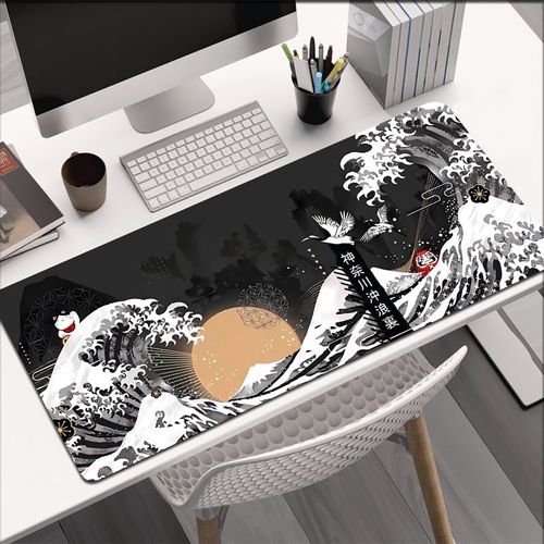 Grand tapis de souris gamer en caoutchouc,art informatique,Japon,la grande vague d'oke agawa,clavier Otaku,polymères de bureau - Type 1-900x400x3mm