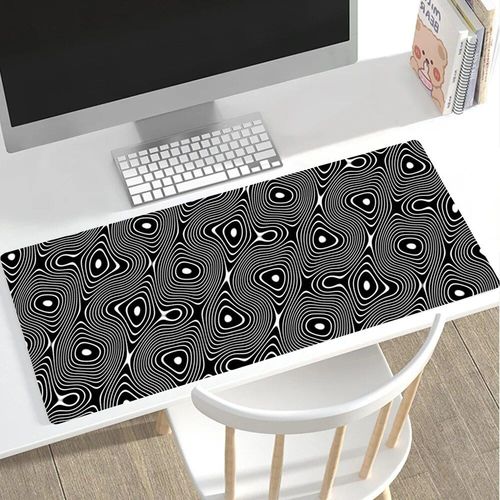Grand tapis de souris de jeu noir et blanc,grand tapis de souris de jeu,bord de verrouillage informatique,polymère,clavier,bureau,90x40cm - Type 1-L-300X700X3MM