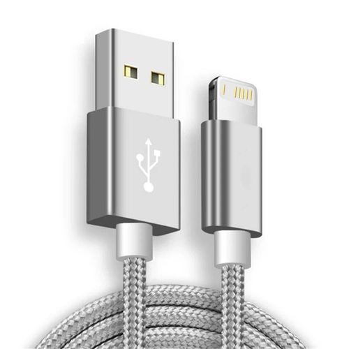 Câble De Chargeur Usb Tressé En Métal Et Nylon,Charge Rapide,Données,Iphone 14,8,7,6s Plus,X,Poly Xs,11,12,13 Pro Max,Ipad 9,1m,2m,3m - Type Silver-1,5m #B