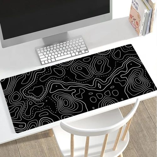 Grand tapis de souris de jeu noir et blanc,grand tapis de souris de jeu,bord de verrouillage informatique,polymère,clavier,bureau,90x40cm - Type 2-S-180X220X2MM
