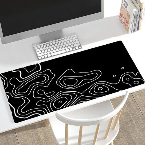 Grand tapis de souris de jeu noir et blanc,grand tapis de souris de jeu,bord de verrouillage informatique,polymère,clavier,bureau,90x40cm - Type 4-XL-300X800X2MM