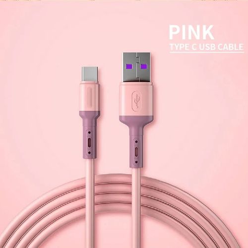 Charge Rapide Usb C Câble Type C Liquide Doux Silicone Données Rette Pour Huawei Xiaomi 1/1.5/2m Téléphone Portable Usb-C Chargeur Fil - Type C Pink-1m