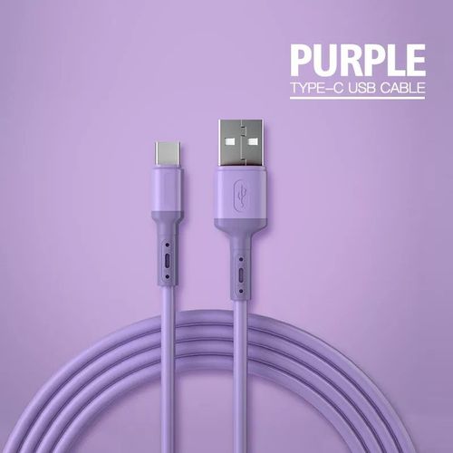 Charge Rapide Usb C Câble Type C Liquide Doux Silicone Données Rette Pour Huawei Xiaomi 1/1.5/2m Téléphone Portable Usb-C Chargeur Fil - Type C Purple-2m