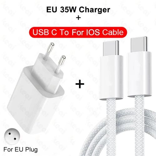 Chargeur Usb C Pour Apple Iphone 15 Pro Max Plus,Charge Rapide,Fil De Données,Accessoires De Câble De Type C,Pd,35w - Type Eu Charger And Cable-1m