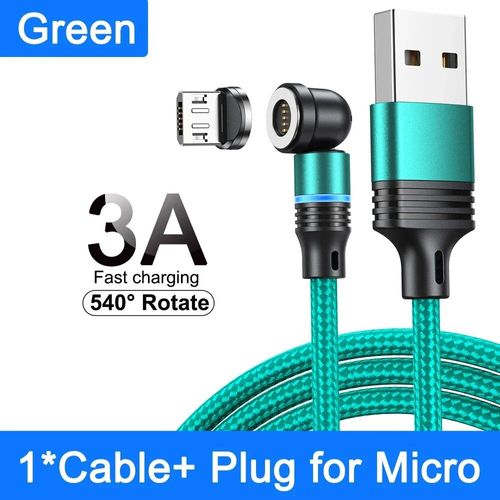 Aufu-Câble Micro Usb/Type-C 3a Magnétique Pour Recharge Rapide,Cordon De Chargeur Étonnante Té Pour Téléphone Iphone,Xiaomi Et Samsung - Type Green For Micro-0.5m(1.6ft)