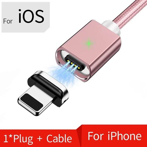 Olaf-Câble Micro Usb/Type-C 3a Magnétique Pour Recharge Rapide Et Transfert De Données (2m),Cordon De Chargeur Étonnante Té Pour Téléphone Iphone Et Samsung - Type Rose Gold For Iphone-1m