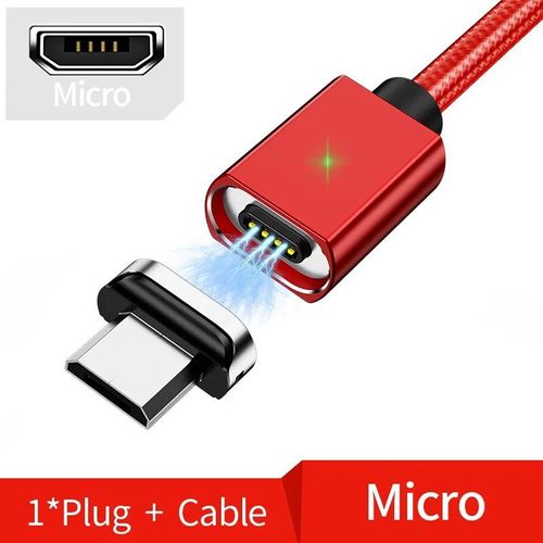 Olaf-Câble Micro Usb/Type-C 3a Magnétique Pour Recharge Rapide Et Transfert De Données (2m),Cordon De Chargeur Étonnante Té Pour Téléphone Iphone Et Samsung - Type Red Micro Usb-2m