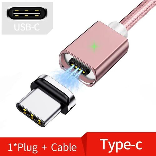 Olaf-Câble Micro Usb/Type-C 3a Magnétique Pour Recharge Rapide Et Transfert De Données (2m),Cordon De Chargeur Étonnante Té Pour Téléphone Iphone Et Samsung - Type Rose Gold Type C-1m