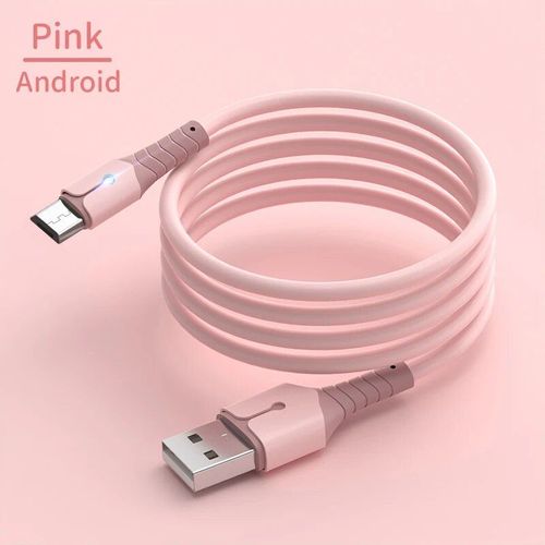 Câble Usb De Type C À Charge Rapide,Fil De Chargeur En Silicone Liquide Coloré,Directions Micro Usb,Pd,Iphone 15,Samsung,Huawei,5a - Type Pink For Micro-1,5m