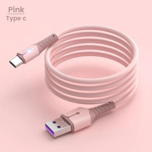 Câble Usb De Type C À Charge Rapide,Fil De Chargeur En Silicone Liquide Coloré,Directions Micro Usb,Pd,Iphone 15,Samsung,Huawei,5a - Type C Pink-1,5m