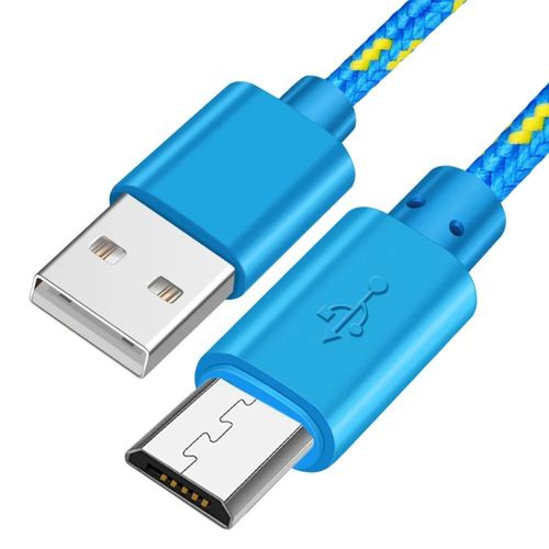 Câble De Chargeur Micro Usb Tressé,Transfert De Données,Pour Samsung S7 Htc Lg Huawei Xiaomi Android 0.5/1m/2m/3m - Type Blue Micro Usb-1m