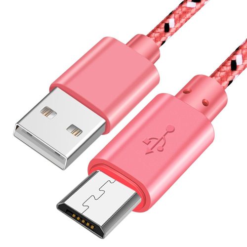 Câble De Chargeur Micro Usb Tressé,Transfert De Données,Pour Samsung S7 Htc Lg Huawei Xiaomi Android 0.5/1m/2m/3m - Type Pink Micro Usb-2m