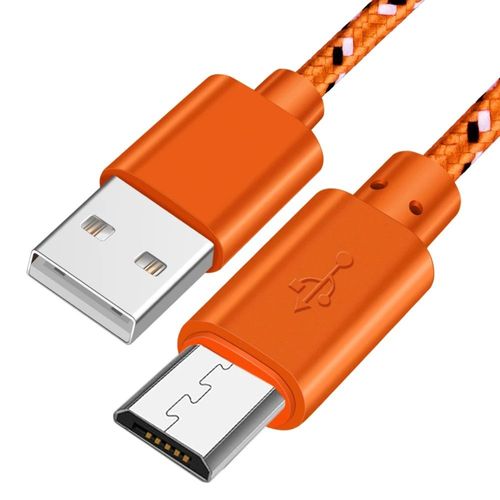 Câble De Chargeur Micro Usb Tressé,Transfert De Données,Pour Samsung S7 Htc Lg Huawei Xiaomi Android 0.5/1m/2m/3m - Type Orange Micro Usb-2m