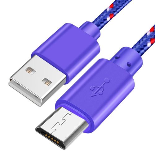 Câble De Chargeur Micro Usb Tressé,Transfert De Données,Pour Samsung S7 Htc Lg Huawei Xiaomi Android 0.5/1m/2m/3m - Type Purple Micro Usb-3m