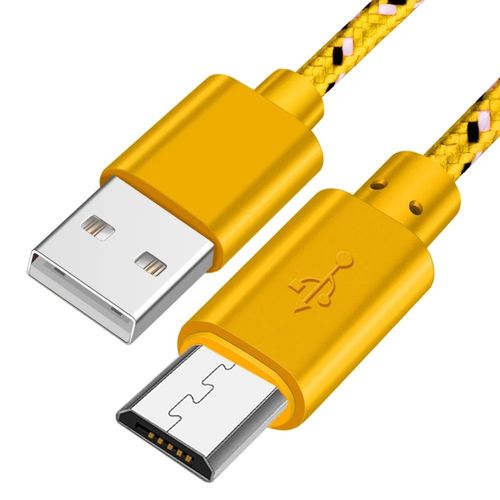 Câble De Chargeur Micro Usb Tressé,Transfert De Données,Pour Samsung S7 Htc Lg Huawei Xiaomi Android 0.5/1m/2m/3m - Type Yellow Micro Usb-2m