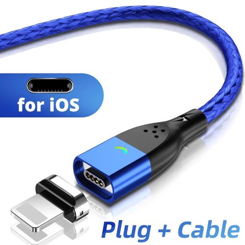 Câble Magnétique Micro Usb De Type-C Pour Recharge Rapide,Cordon De Chargeur Pour Téléphone Iphone,Samsung,Huawei,Xiaomi - Type For Ios Blue Cable-2m(6.6ft)