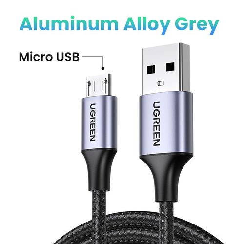 Ugreen - Câble Micro Usb 3a Pour Recharge Rapide Et Transfert De Données,Cordon De Chargeur En Nylon,Pour Tablette Et Téléphone Samsung,Xiaomi,Lg,Android - Type Micro Metal Grey-1.5m